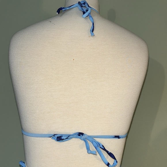 Blue and light blue bathing swim suit set. Top medium bottom large string ties - Picture 6 of 11